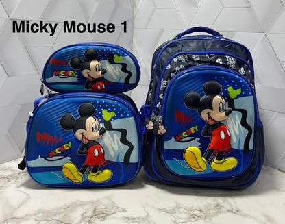 Trío 3D Morral + Lonchera + Cartuchera DE REGRESO A CLASES 📚📚📓📔📕📗📘